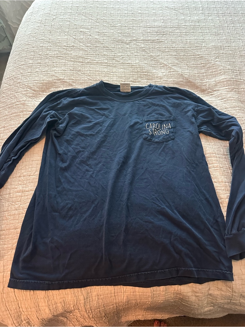 Comfort Colors Navy Long-Sleeve Pocket Tee - Carolina Strong